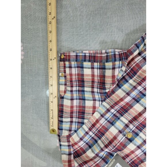 Baird McNutt Murano Men's Shirt Size L Linen Multicolor Plaid Red Multicolor 31 - Picture 9 of 9